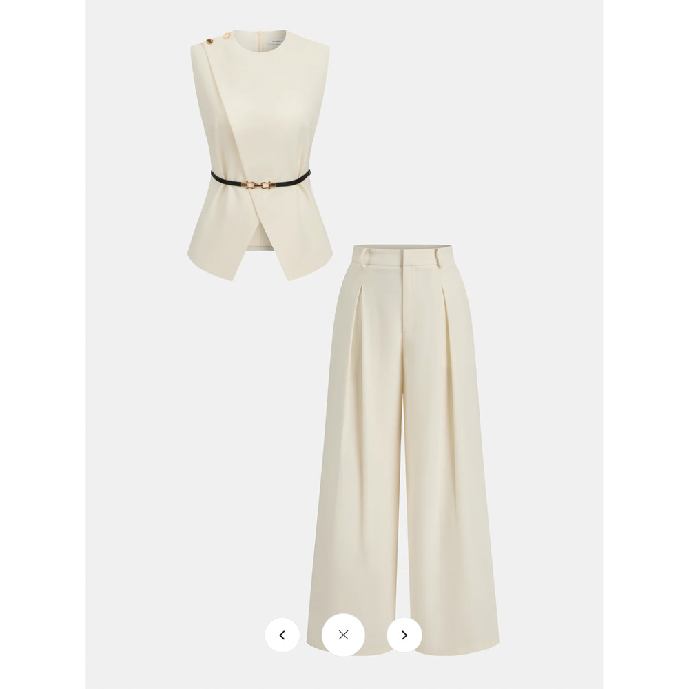 - NWT Commense Sleeveless Belted Top & Pleated Pants Set Sz M